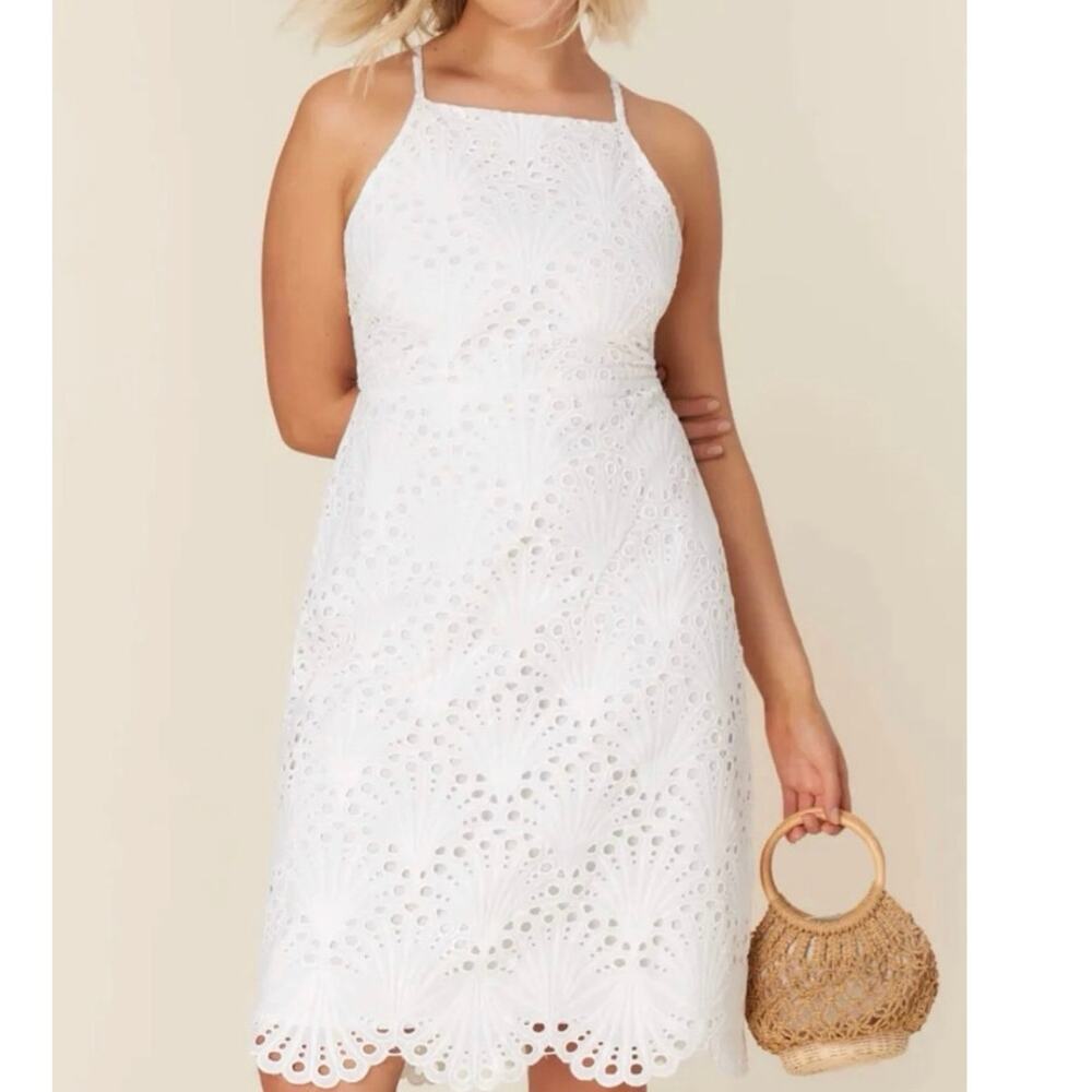 Andie Sample Small Roatan White Lace Sleeveless Halter Beach Dress 1837-22